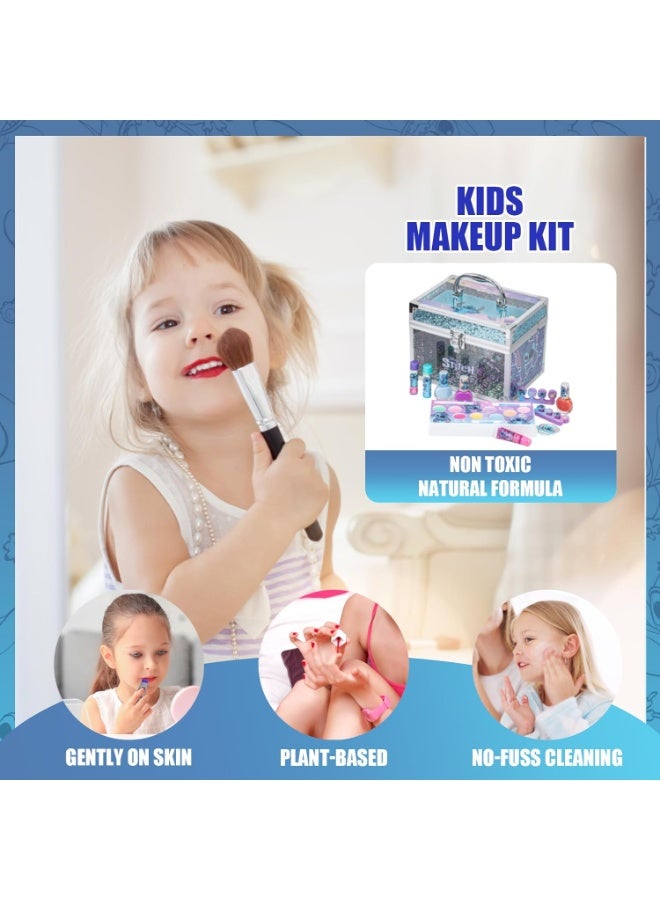 Stitch Train Case Beauty Set, Kids Makeup Kit for Girls, Real Washable Makeup Set, Play Makeup, Party Favor, Birthday, Ages 3 4 5 6 7 8 9 10 11 12 by Townley Girl - Image 3